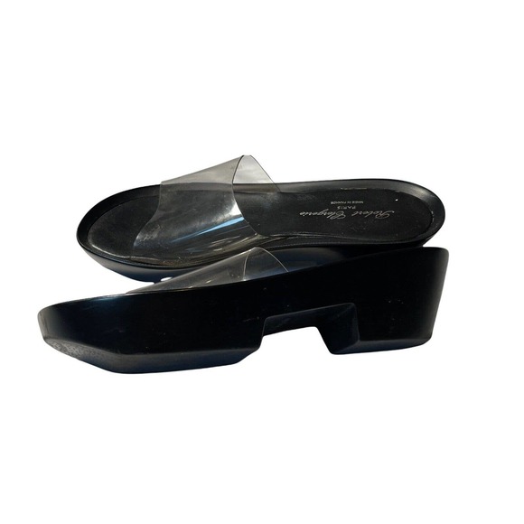 Robert Clergerie Sandals Pvc Clear Slides Platform Black - Picture 2 of 7